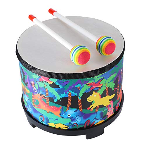 Floor Tom Drum for Kids 8 inch Montessori Percussion Instrument Music Drum Toys with 2 Mallets f ...