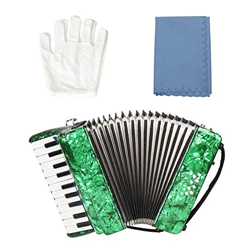 Beginner Accordion,22-Key 8 Bass Piano Accordion Musical Instrument for Beginners Students (Green)